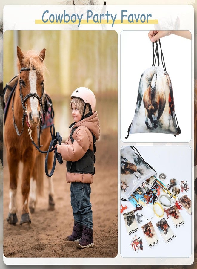 Dansydaisy 114 Pcs Horse Themed Party Favor Supplies with Drawstring Bag Mini Figurines Keychain Silicone Bracelets Badges Puzzle Stickers Notepads Soft Pencils for Horses Birthday Party Decoration - Image 4